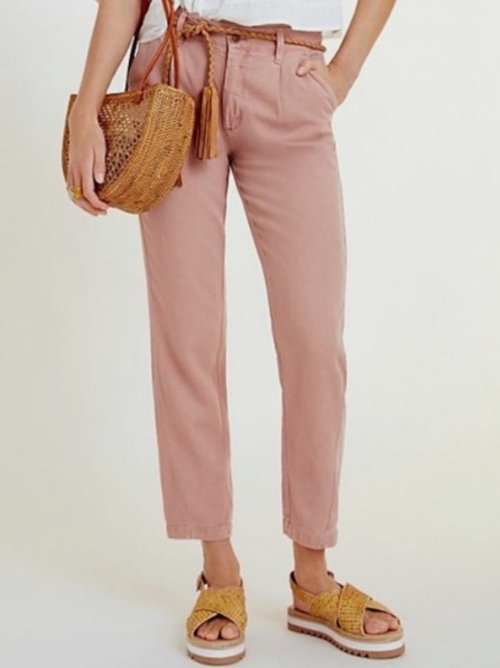 Anthropologie Pink Lyocell Scout Tapered Slim Pants Size 25